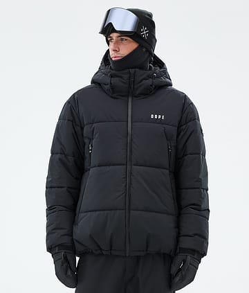 Puffer Full Zip Snowboard Jacket Men Black