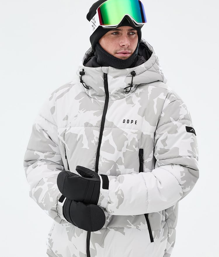 Puffer Full Zip Snowboard Jacket Men Grey Camo, Image 2 of 9