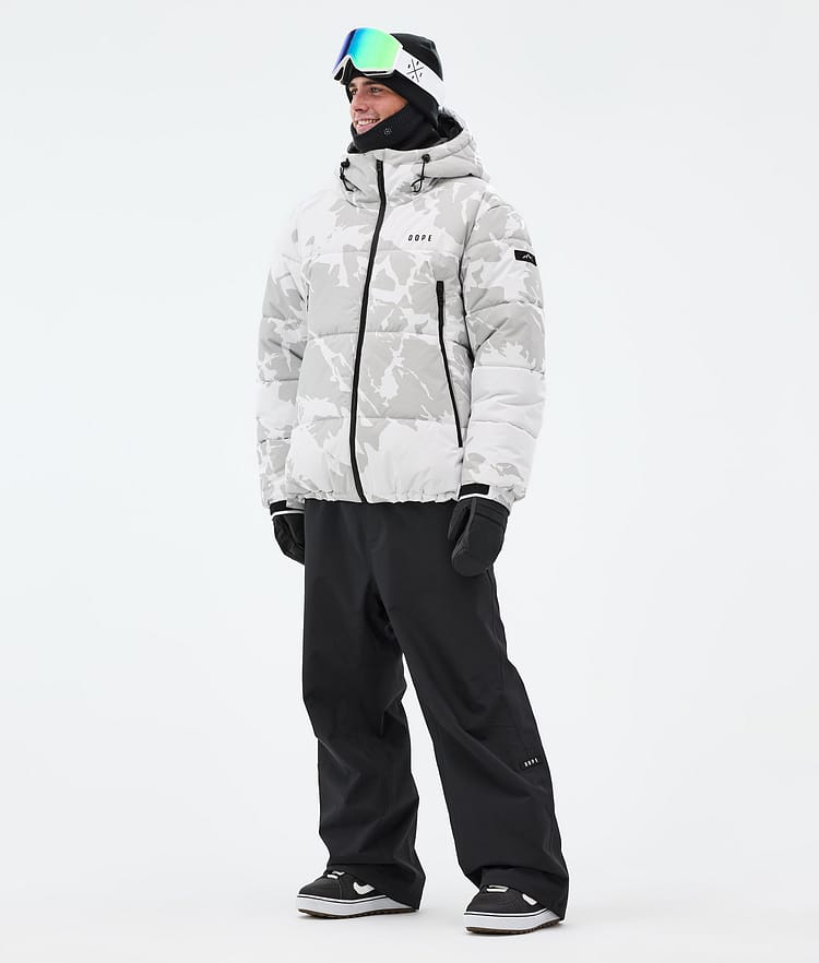 Puffer Full Zip Snowboard Jacket Men Grey Camo, Image 3 of 9