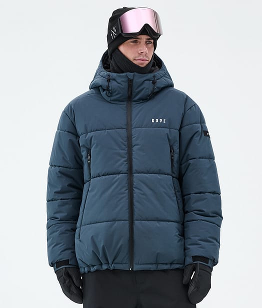 Dope Puffer Full Zip Snowboard Jacket Men Metal Blue