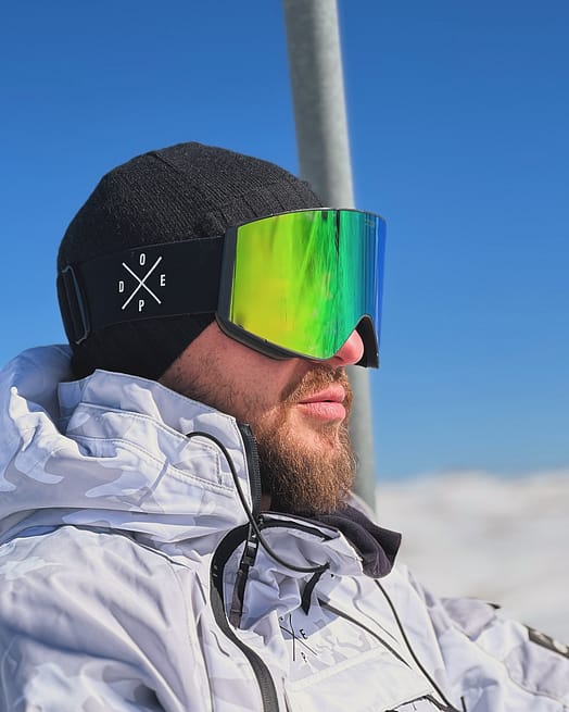 Client @ski.shredder dans Sight Masque de ski Black/Green Mirror