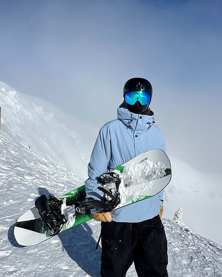 Klant @nicos_pow in Legacy Snowboard jas Heren Light Blue