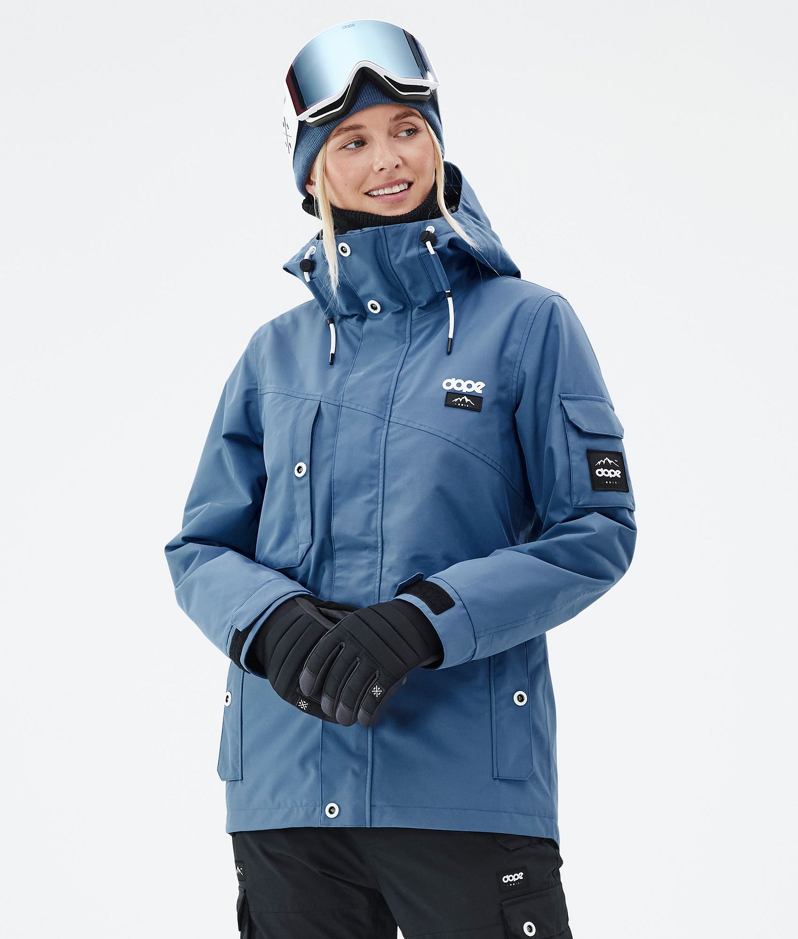 Missguided Ski Jacket With Matching Mittens And Fanny Pack In Blue-blues