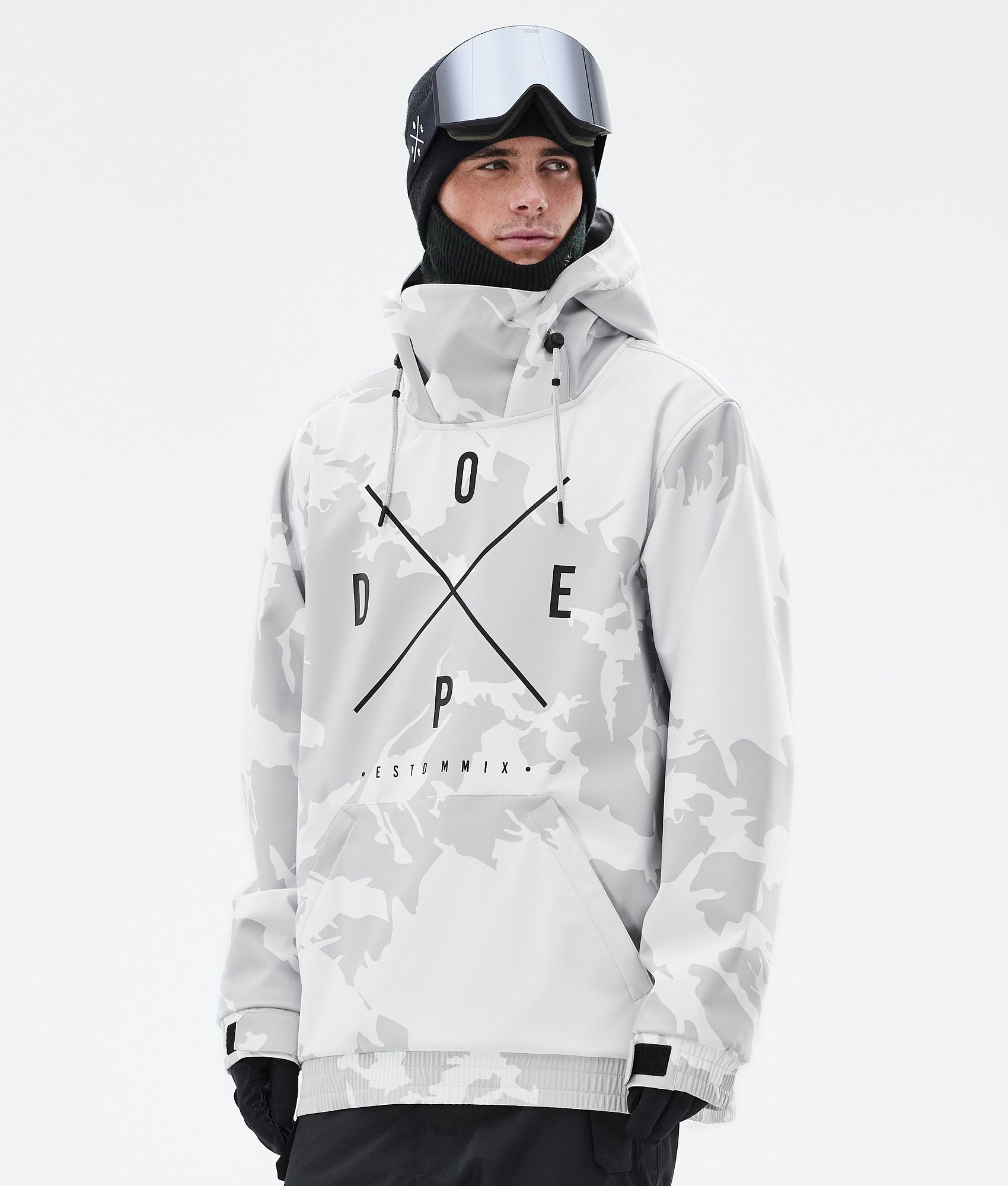 White camo snowboarding jacket sale