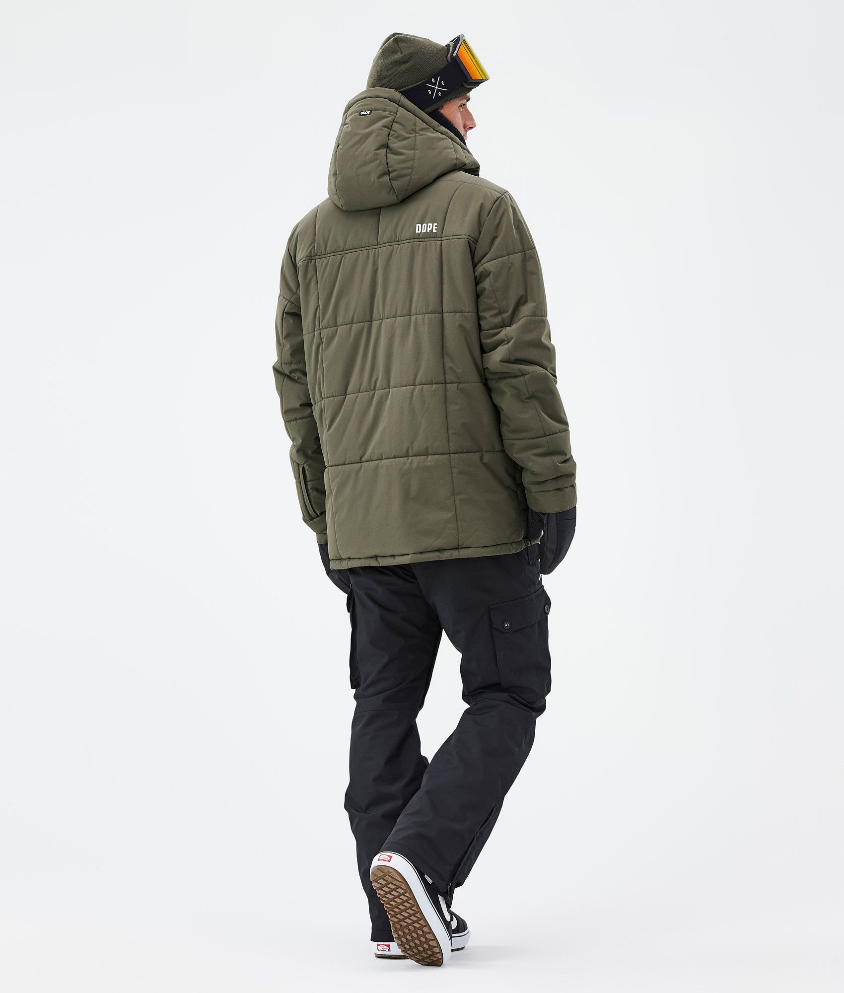 Dark Olive Green Puffer Jacket With Contrast Patch Pocket | GRHCPJ-2044 |  Cilory.com