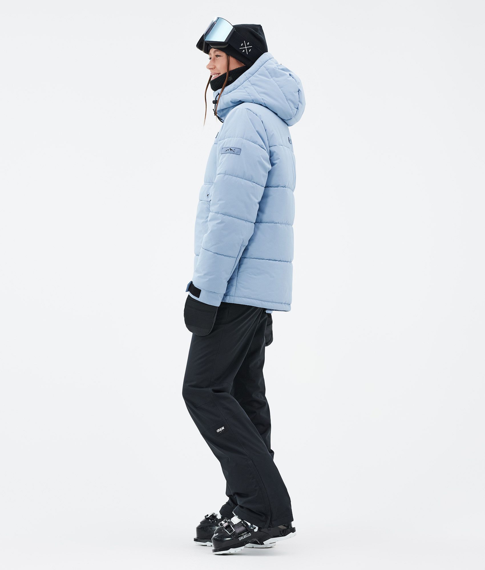 Light blue puffer jacket with fur hood online