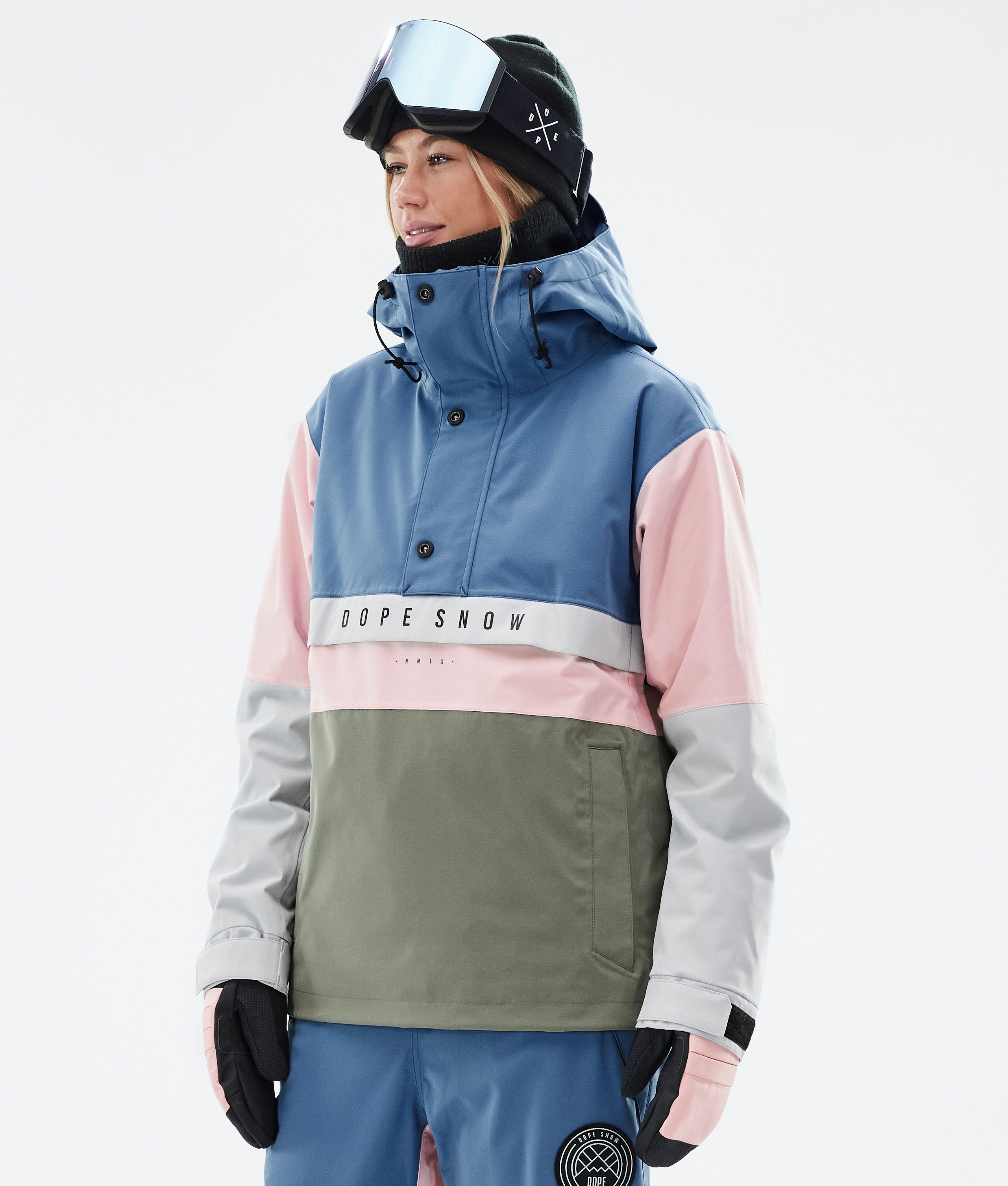 Dope Legacy Track W Women's Snowboard Jacket Blue Steel/Light Grey/Soft  Pink/Greenish