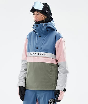 Dope Snow Legacy Track W Snowboard Jacket Women Blue Steel/Light Grey/Soft Pink/Greenish