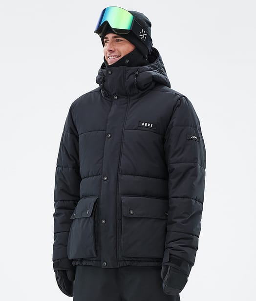 Puffer Full Zip Snowboardjakke Herre Black