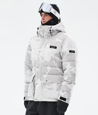 Puffer Full Zip Snowboardjakke Herre Grey Camo Renewed