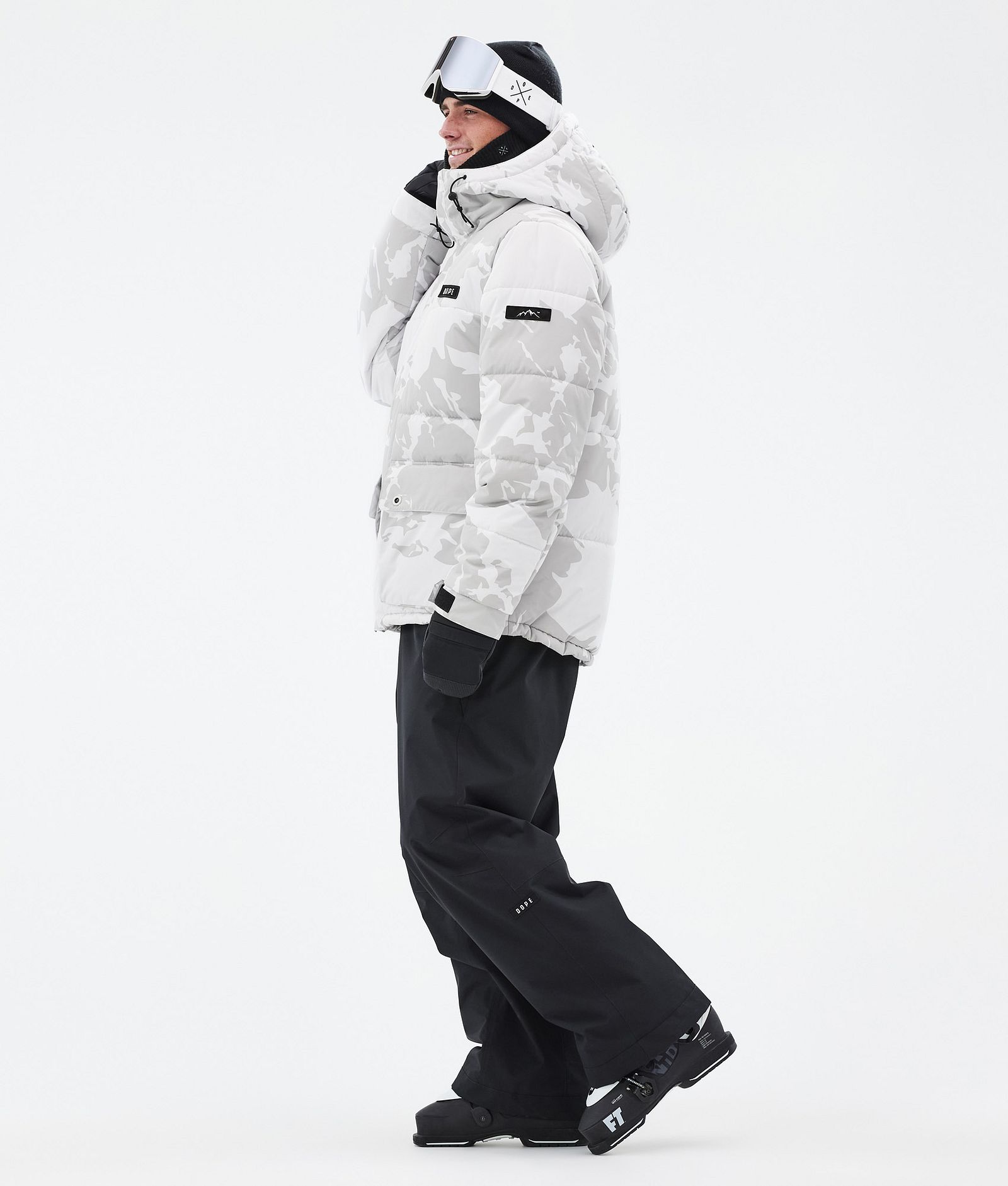 Puffer Full Zip Ski Jacket Men Grey Camo, Image 3 of 9