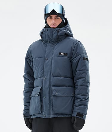 Puffer Full Zip Kurtka Snowboardowa Mężczyźni Metal Blue