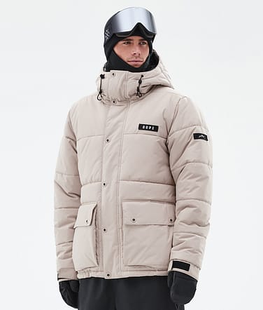 Puffer Full Zip Snowboard Jacket Men Sand