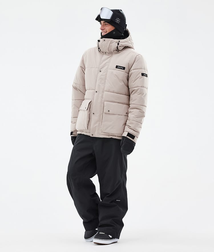 Puffer Full Zip Snowboardjakke Herre Sand Renewed, Bilde 2 av 9