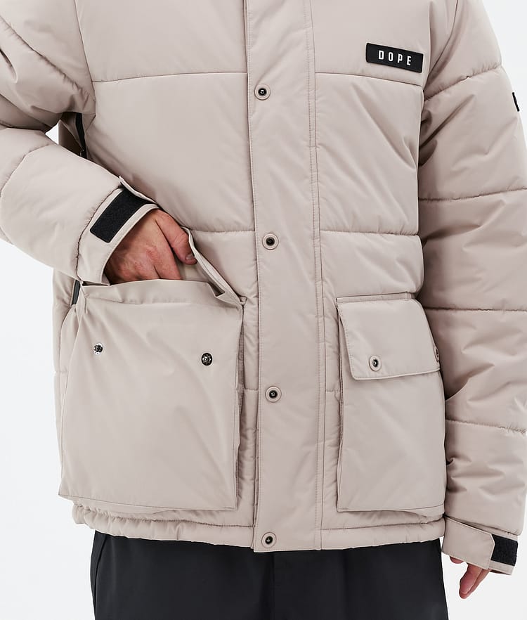 Puffer Full Zip Snowboardjakke Herre Sand, Billede 8 af 9