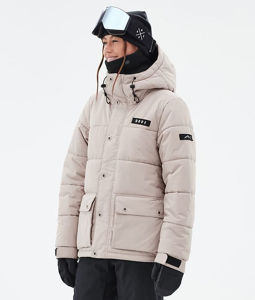 Puffer W Full Zip Ski jas Dames Sand