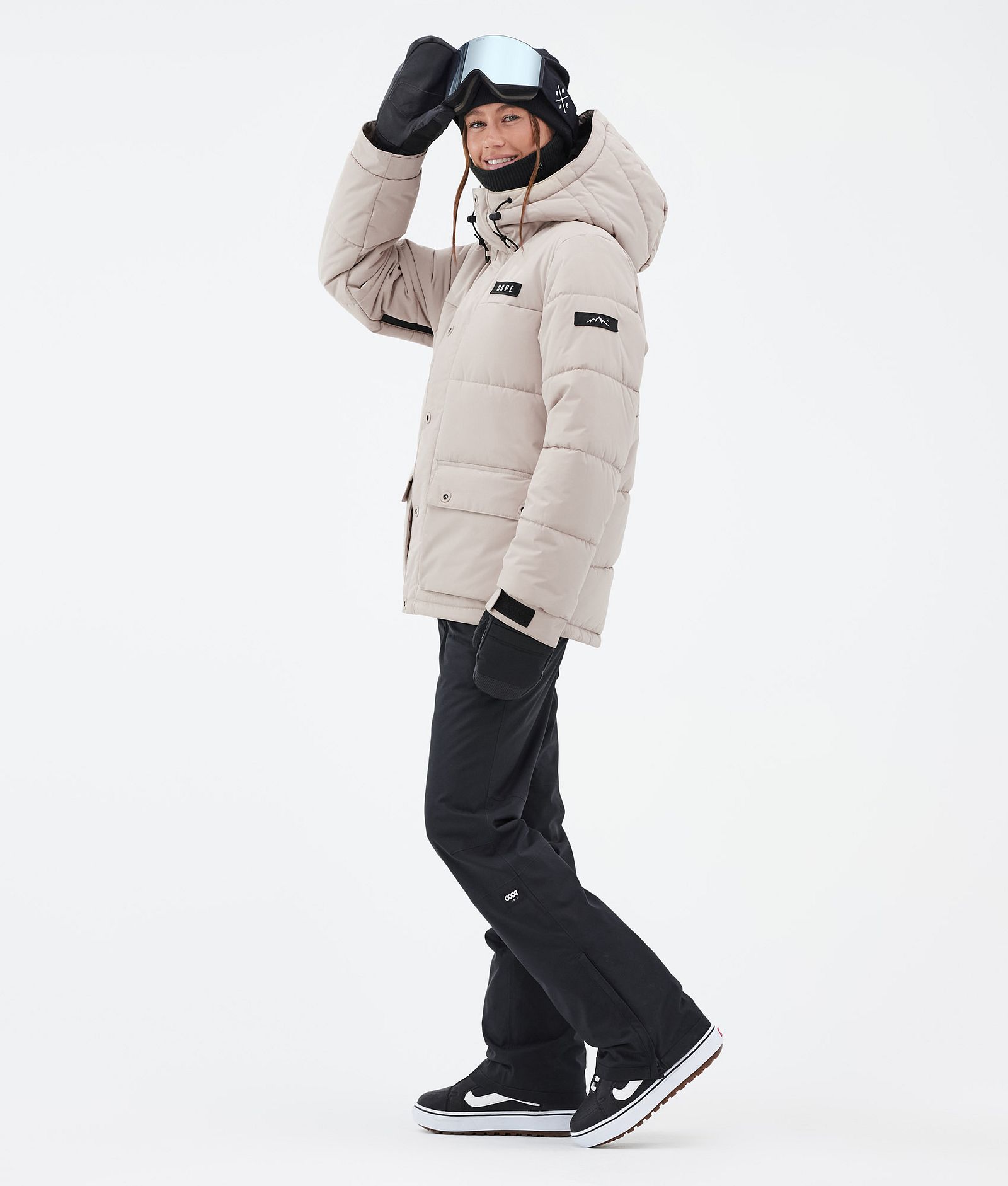 Puffer W Full Zip Snowboard Jacket Women Sand, Image 3 of 9