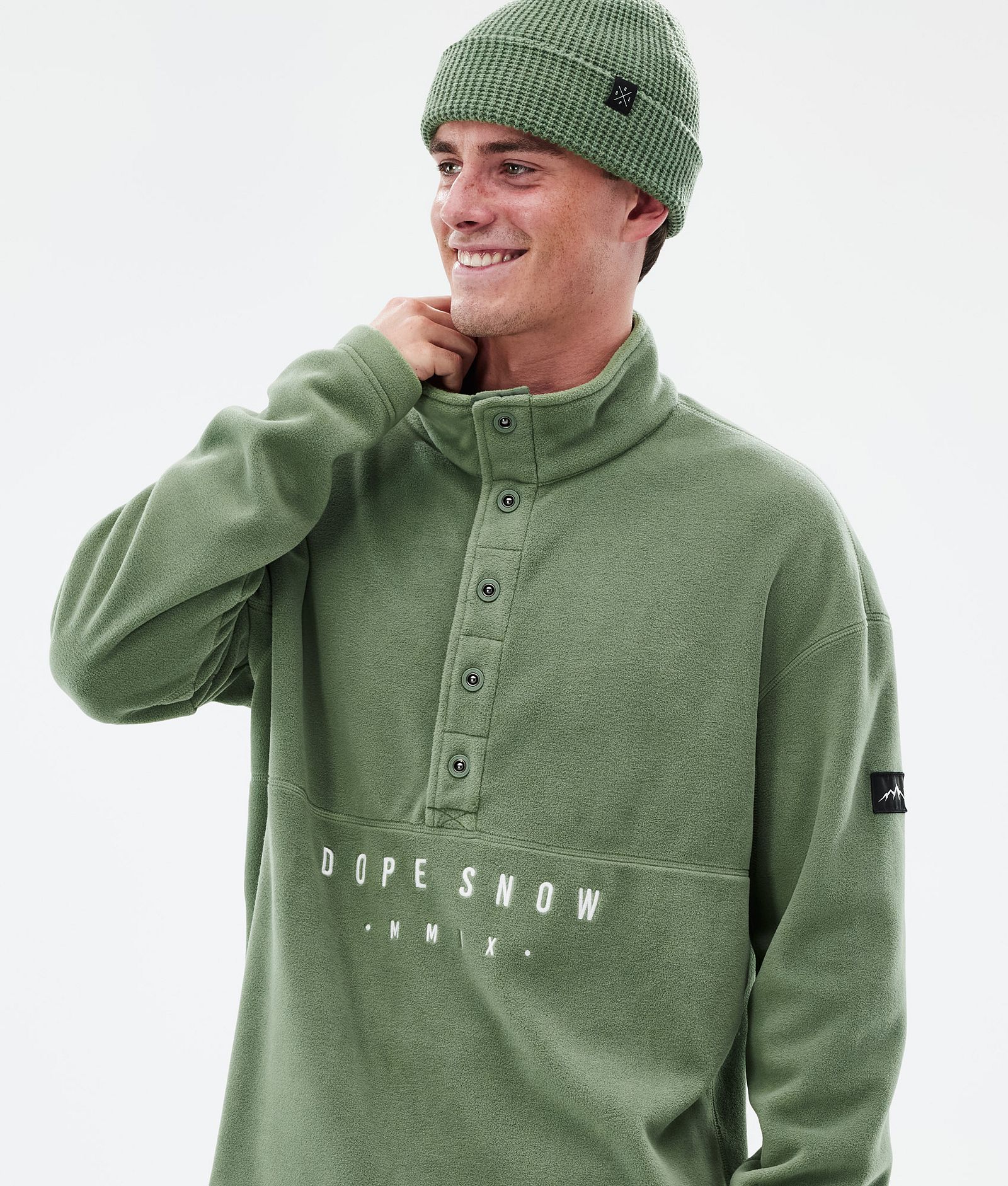 Comfy Fleece Sweater Men Moss Green, Image 2 of 6