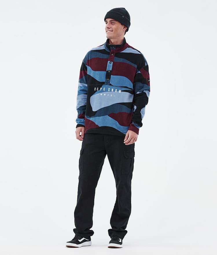 Comfy Fleece Sweater Men Shards Burgundy Blue, Image 3 of 6