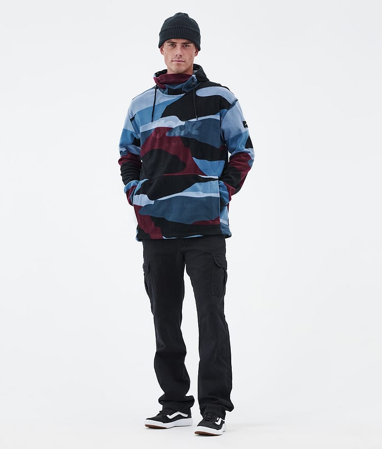 Cozy II Fleece Hoodie Men Shards Burgundy Blue, Image 3 of 7