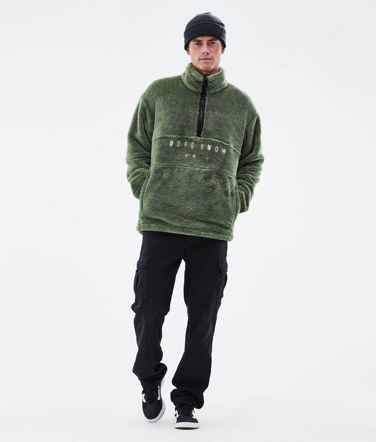 Pile Fleece Sweater Men Moss Green, Image 3 of 7