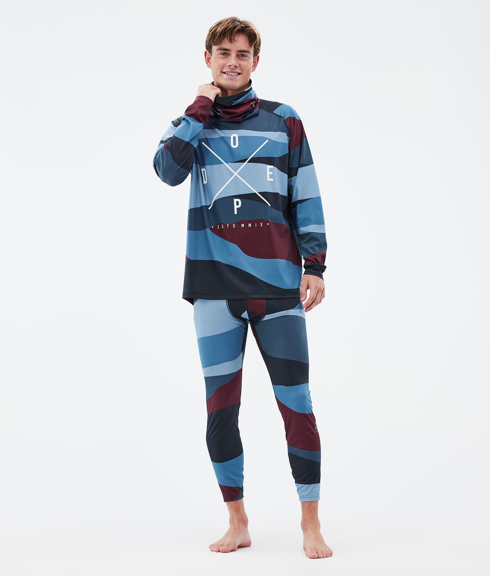 Snuggle Base Layer Pant Men Shards Burgundy Blue, Image 3 of 7