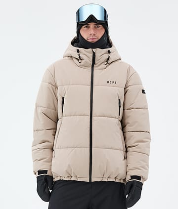 Puffer Full Zip Ski Jacket Men Sand